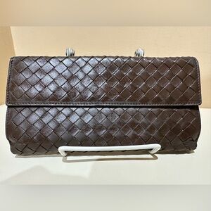 Bottega Veneta Brown Intreccio Long Wallet